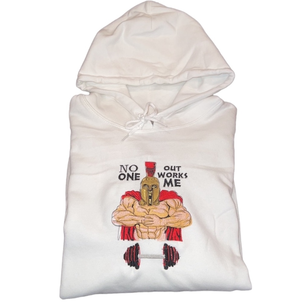 Spartans No One Out Works Me White Hoodie
